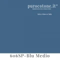 Outlet - Lenzuola Sopra Matrimoniale - Percalle TC200 di Cotone - Orlo Semplice - 606Sp Blu Medio - 270x290